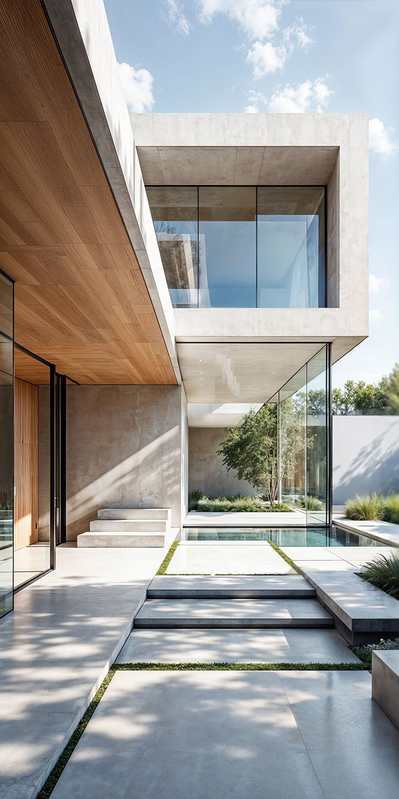 Moderner Neubau mit großformatigen Schüco-Fenstern